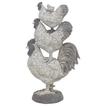 Maple and Jade Rooster Sculpture in Light Gray and White, , large