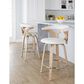 LumiSource Gardenia Swivel Fixed-Height Counter Stool with Cream Fabric Upholstery in Chrome and Whitewashed (Set of 2), , large