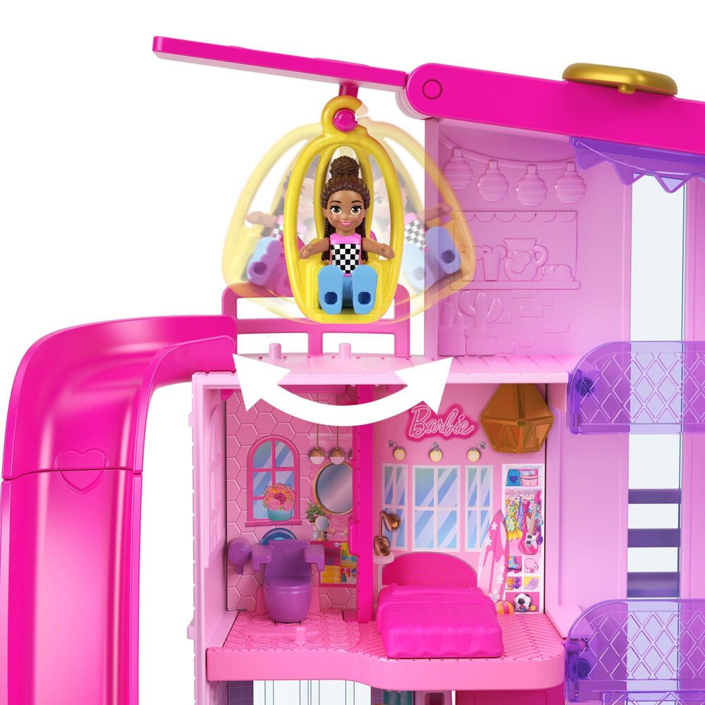 Polly Pocket Barbie Dreamhouse Playset with Three Micro Dolls and Accessories in Pink, , large
