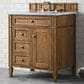James Martin Vanities Brittany 30" Single Bathroom Vanity in Saddle Brown with 3 cm Eternal Jasmine Pearl Quartz Top and Rectangular Sink, , large
