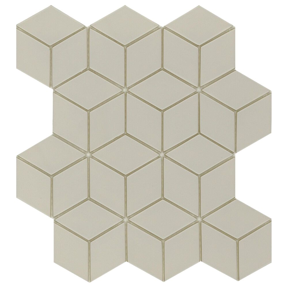 Emser Concept 10" x 12" Fawn Cube Glass Mosaic Tile, , large