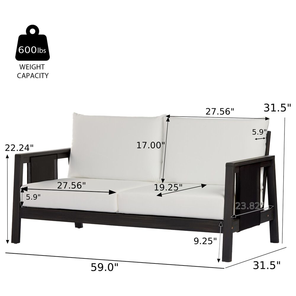 HOMLUX 2-Piece Outdoor Conversation Set with Cushions in White and Black, , large