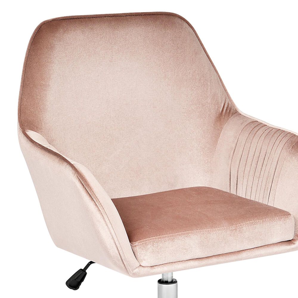 Impressions Vanity Kelly Swivel Vanity Chair with Pink Cushion in Matte Silver, , large