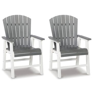 Ashley Transville Patio Arm Chair in Gray and White (Set of 2), , large