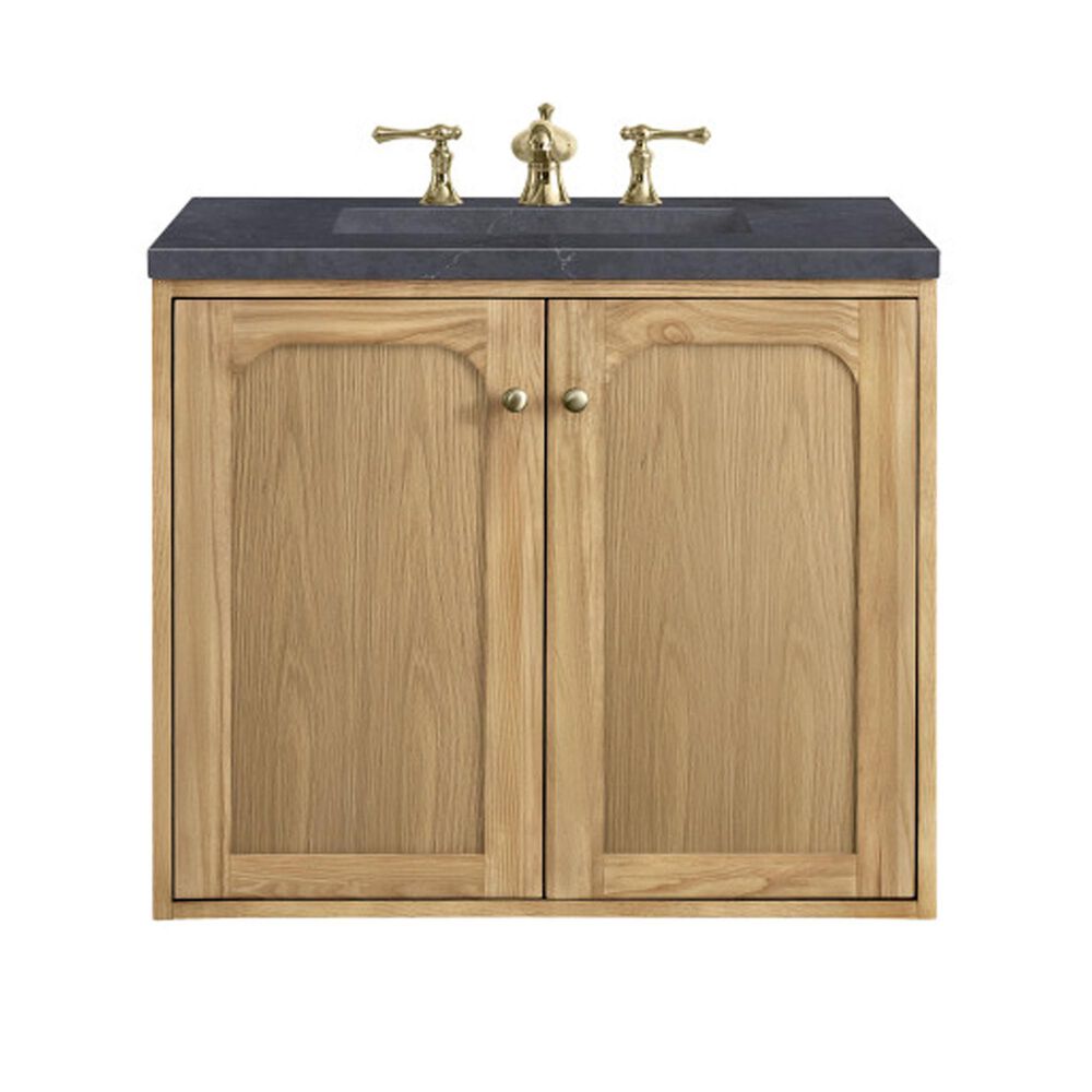 James Martin Vanities Laurent 30&quot; Single Bathroom Vanity in Light Natural Oak with 3 cm Charcoal Soapstone Quartz Top and Rectangular Sink, , large