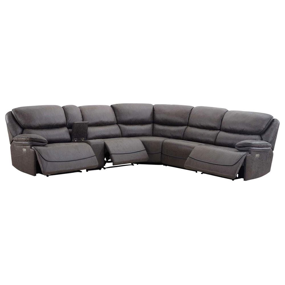 Steve Silver Plaza 6-Piece Power Reclining Sectional in Smoked Gray, , large