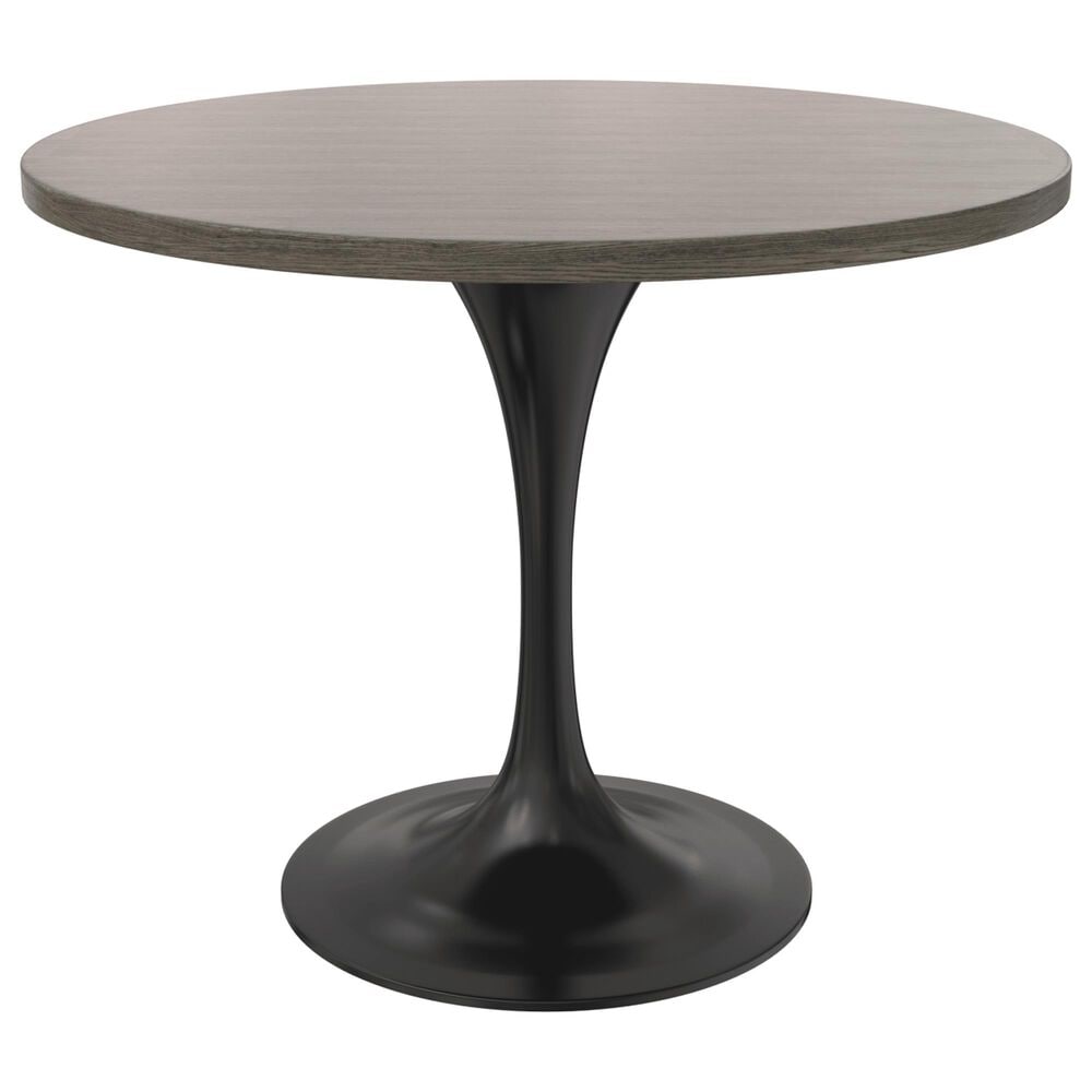 Leisuremod LeisureMod Verve Collection 36 Round Dining Table, Black Base with Dark Maple MDF Top, , large