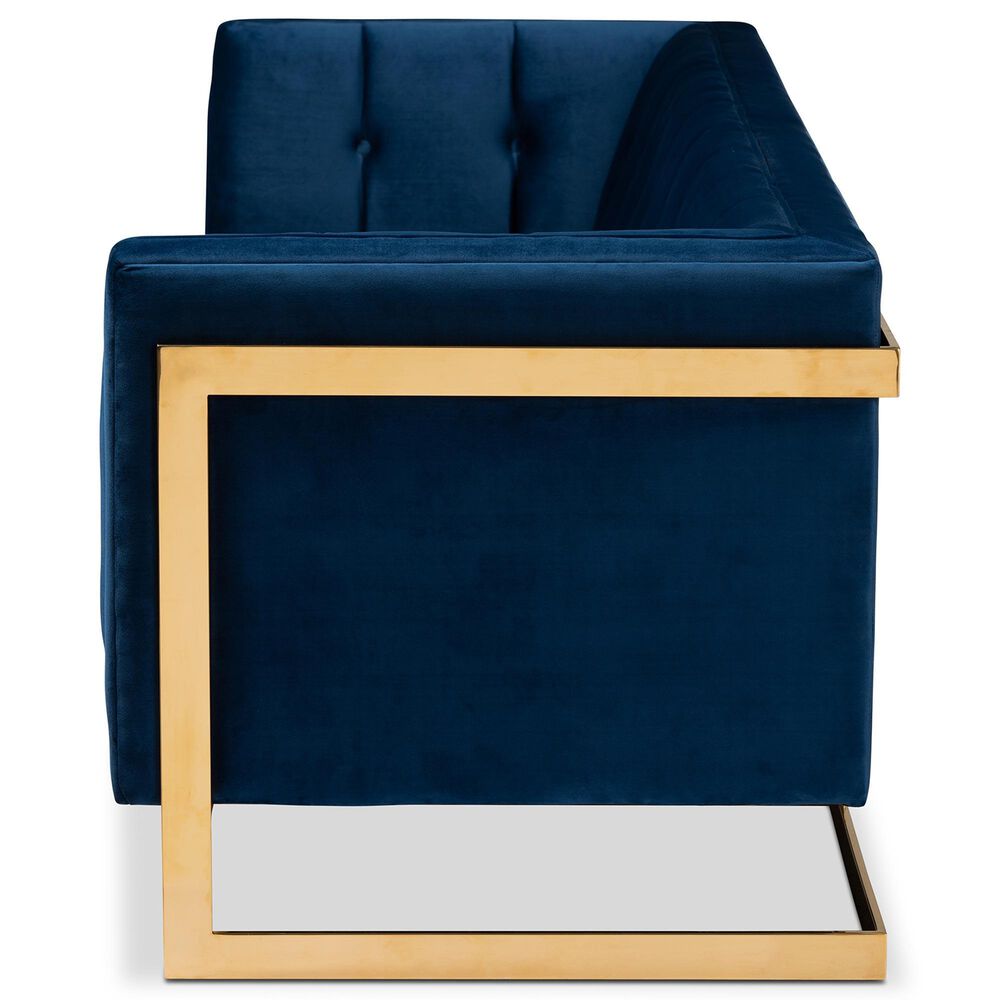Baxton Studio Ambra Stationary Sofa in Royal Blue Velvet, , large