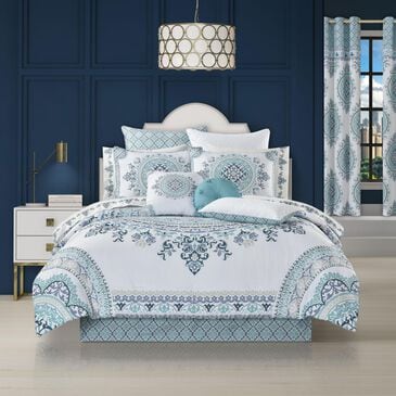 Royal Court Afton 4-Piece California King Comforter Set in Blue and White, , large