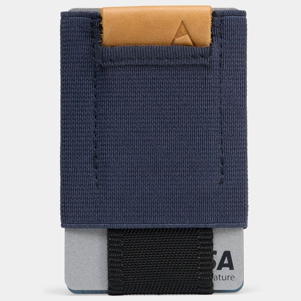 Nomatic Slim Wallet with Leather Tab in Navy and Brown, , large