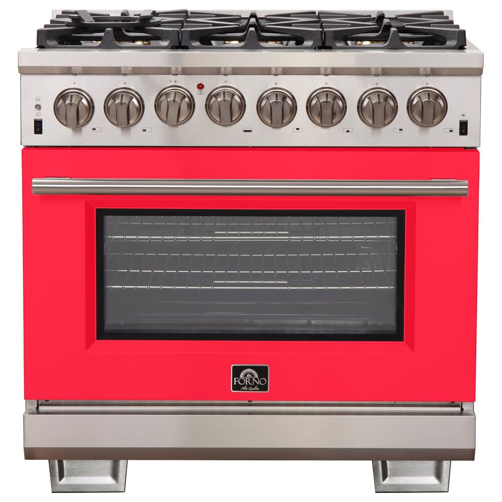 Forno Capriasca 36" Freestanding Dual Fuel Range in Red and Stainless Steel, , large