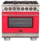 Forno Capriasca 36" Freestanding Dual Fuel Range in Red and Stainless Steel, , large