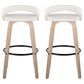 LumiSource Grotto Swivel Bar Stool with White Faux Leather Upholstery in Whitewashed Wood and Black (Set of 2), , large