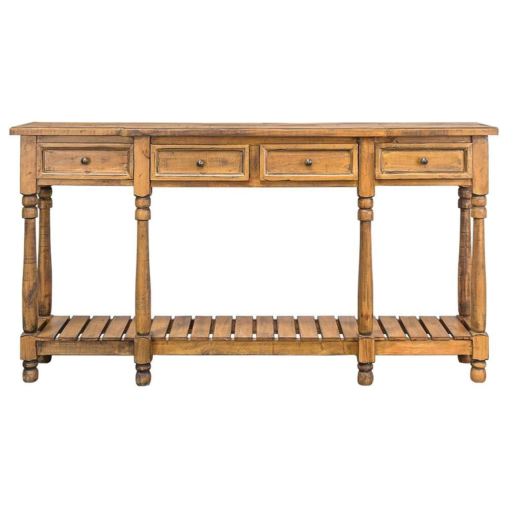Rustic Imports Kensley 4-Drawer Console Table in Toasted Pecan, , large