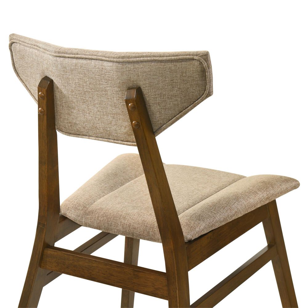 Armen Living Amaris Side Chair with Sand Upholstery in Warm Walnut (Set of 4), , large
