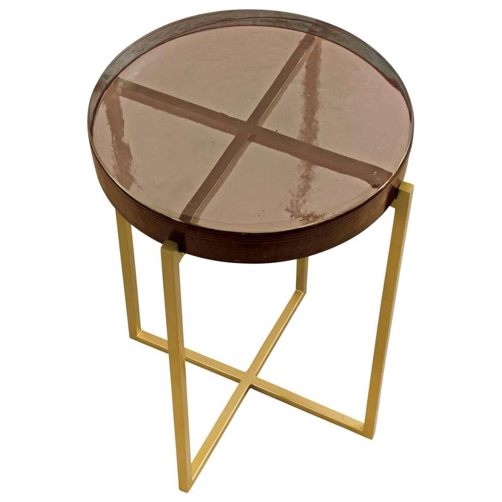 Bassett Mirror Company Marilee Accent Table in Vibrant Red and Sleek Brushed Gold, , large