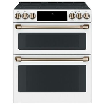 Cafe 30" Slide-In Double Oven Electric Range in Matte White, , large