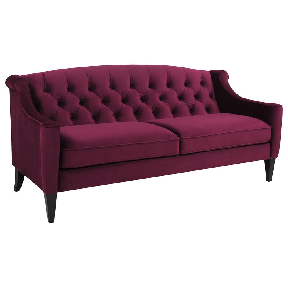 Jennifer Taylor Home Ken Stationary Sofa in Burgundy Velvet, , large