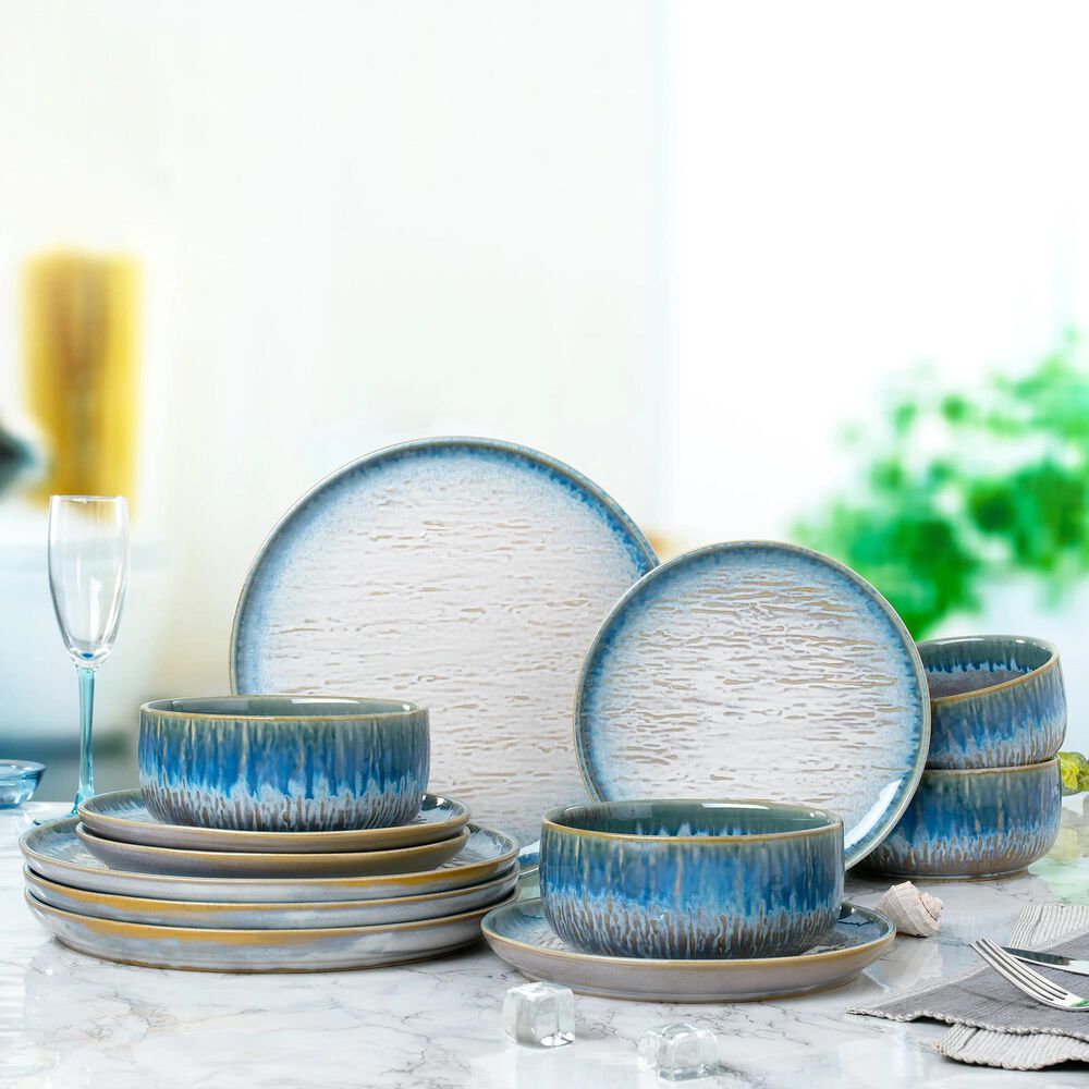 Gifts Plus Talia 12-Piece Dinnerware Set in Light Blue, , large