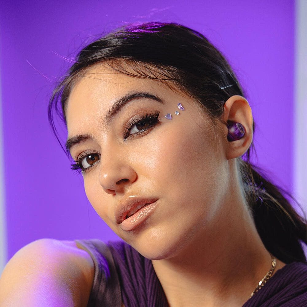 JLab Go Pop ANC True Wireless Earbuds in Transparent Purple, , large