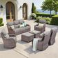Sunwell Garden Patio Ottoman with Gray Cushion in Brown (Set of 2), , large