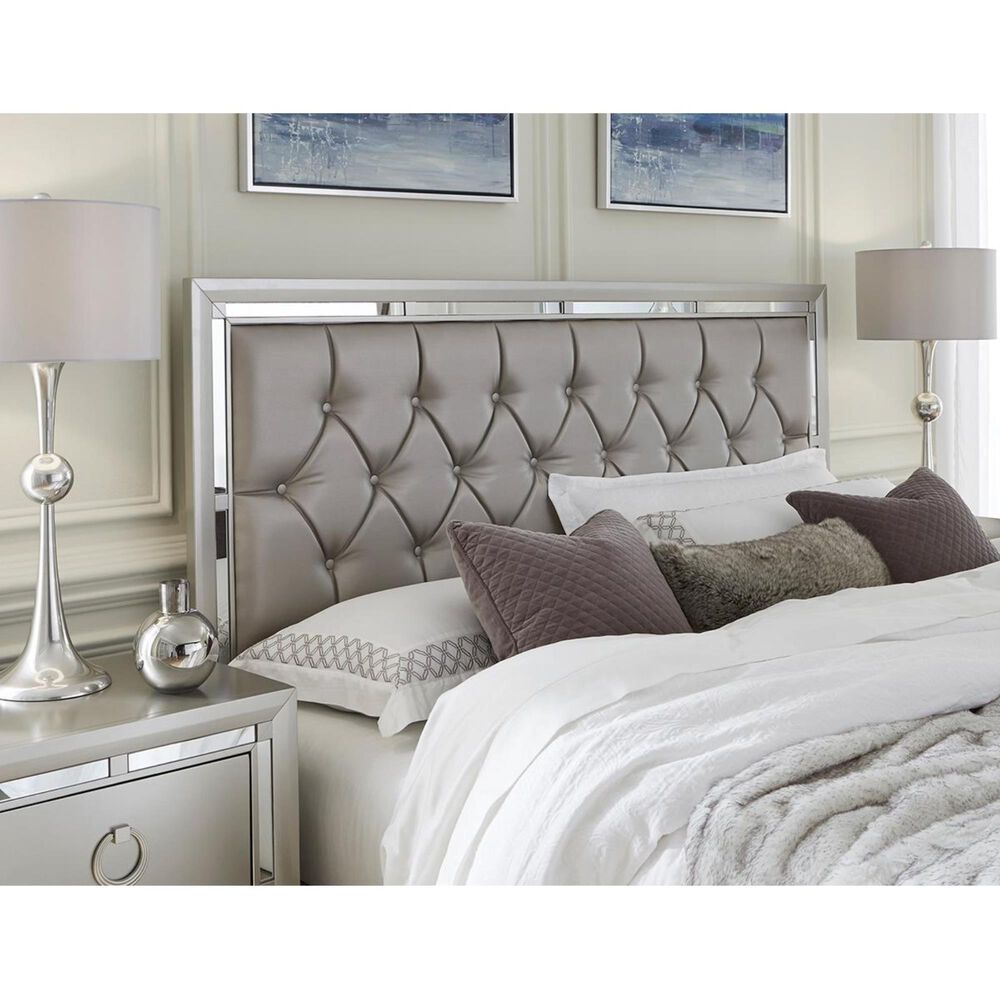 Global Furniture USA Riley King Tufted Panel Bed in Silver, , large