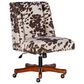 Linon Home Decor Draper Office Chair with Brown and White Cow Cushion in Walnut, , large