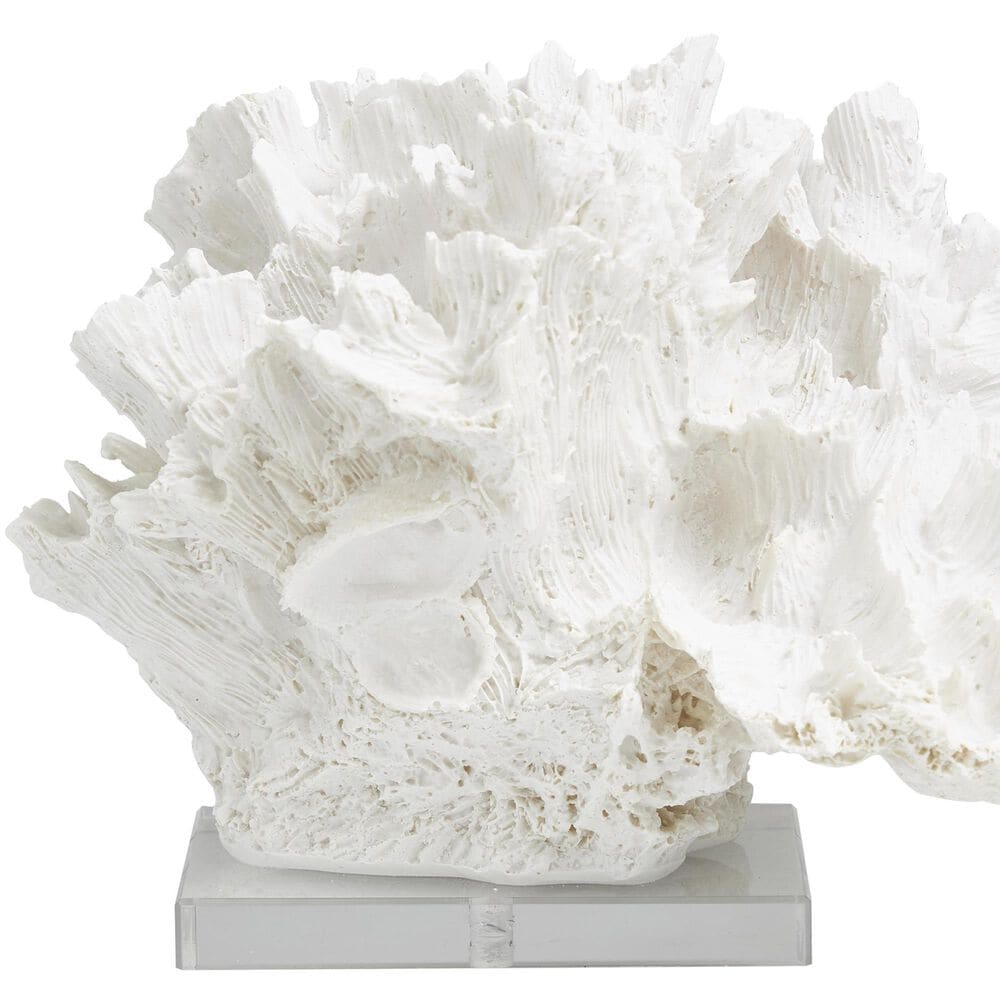 Maple and Jade Coral Decorative Sculpture in Textured White and Clear, , large