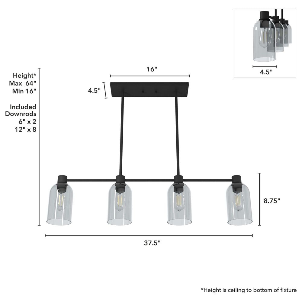 Hunter Lochmeade 4-Light Linear Chandelier in Natural Iron, , large