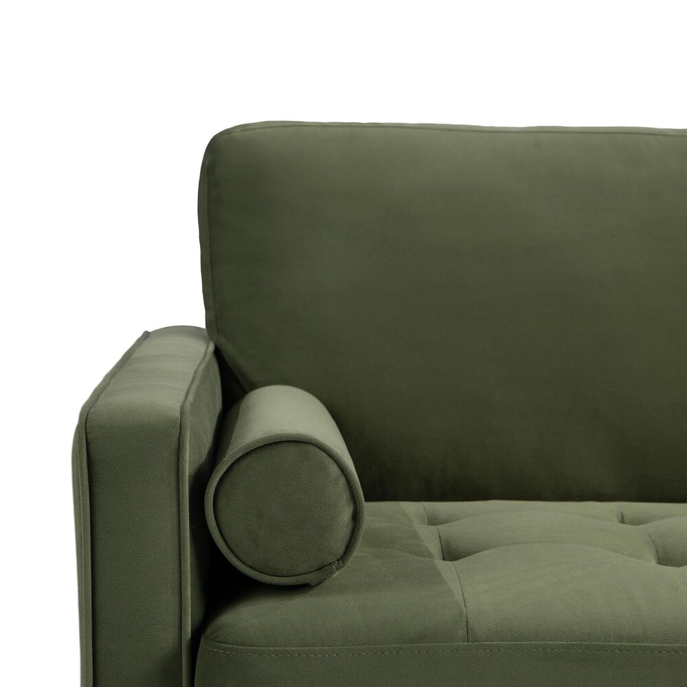 Lifestyle Solutions Langford Stationary Velvet Sofa in Olive, , large