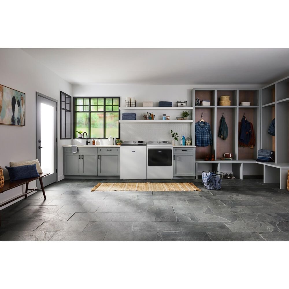Maytag 5.2 Cu. Ft. Smart Top Load Washer and 7.4 Cu. Ft. Smart Electric Top Load Dryer Laundry Pair in White, , large
