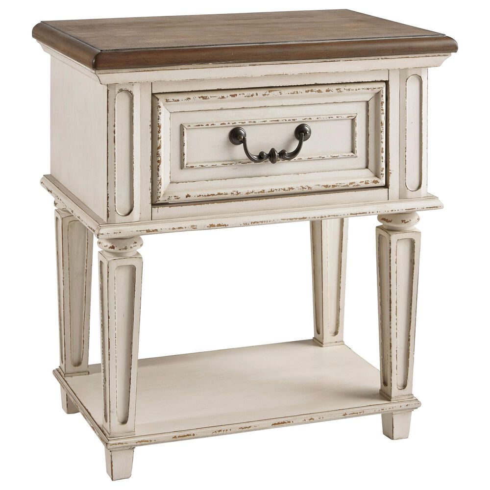 Signature Design by Ashley Realyn 1 Drawer Nightstand in Chipped White