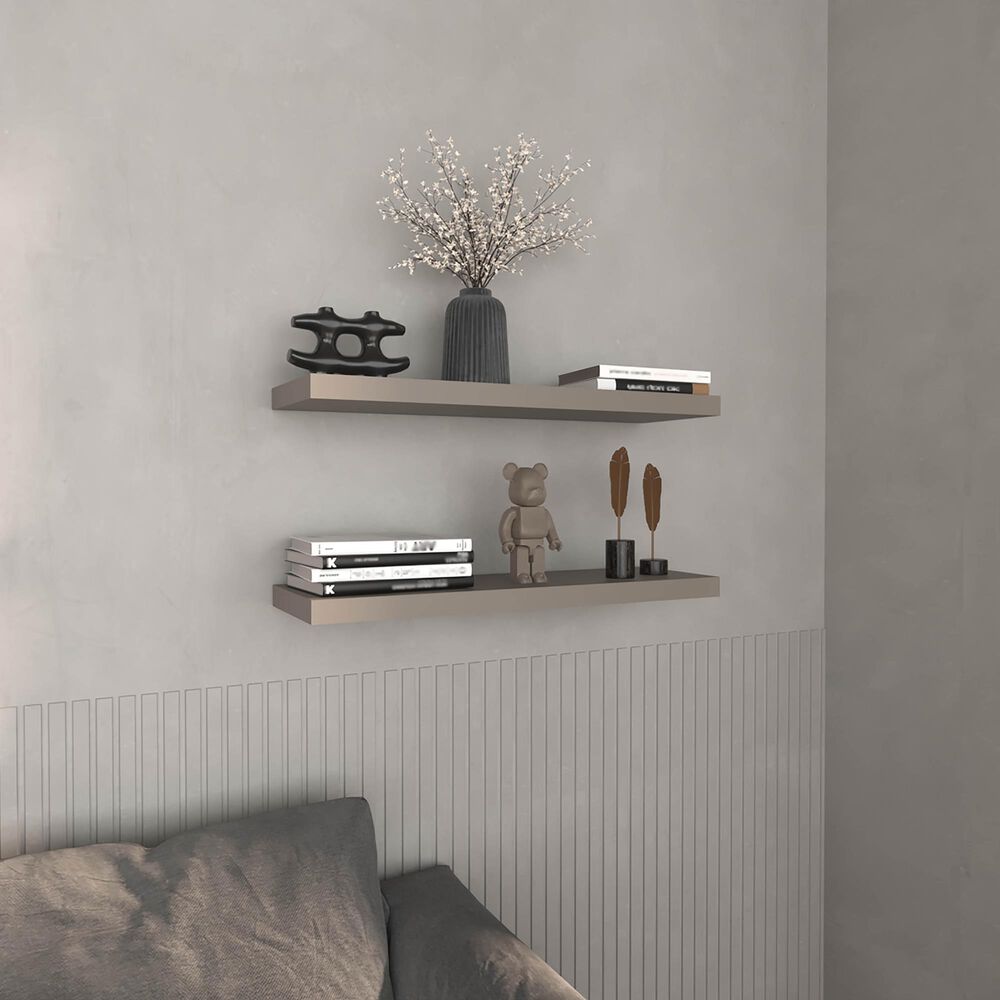 Hearth and Haven 32" Floating Wall Shelf in Taupe (Set of 2), , large