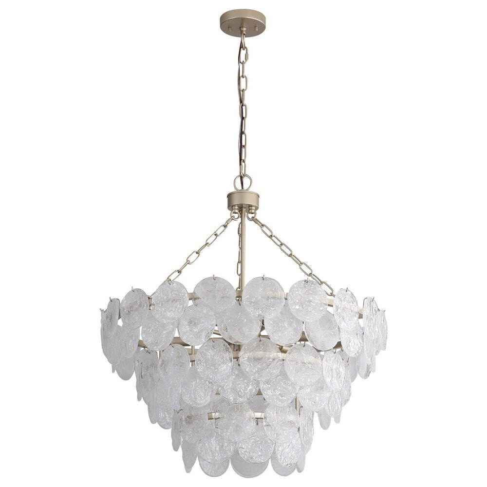 Golden Lighting Cascada 3-Tier 11-Light Pendant with Cirrus Cloud Glass Shade in Aegean Silver, , large