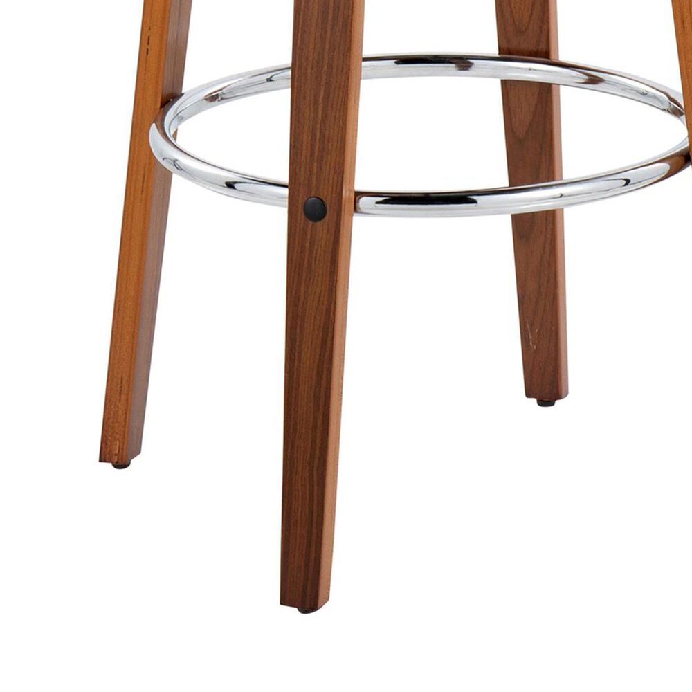 LumiSource Gardenia Swivel Fixed-Height Bar Stool with Charcoal Fabric Upholstery in Chrome and Walnut (Set of 2), , large