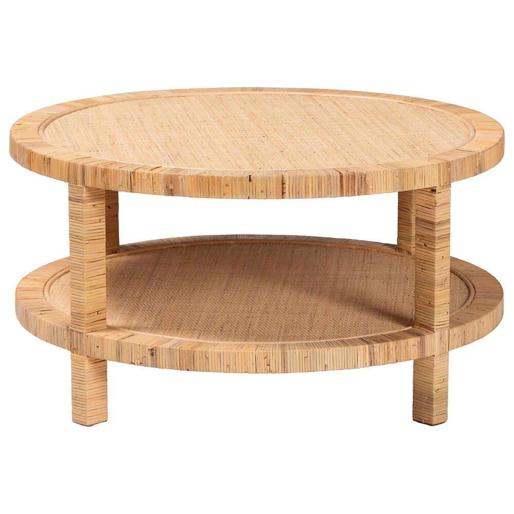 Baxton Studio Kalimantan Round Coffee Table in Light Honey, , large
