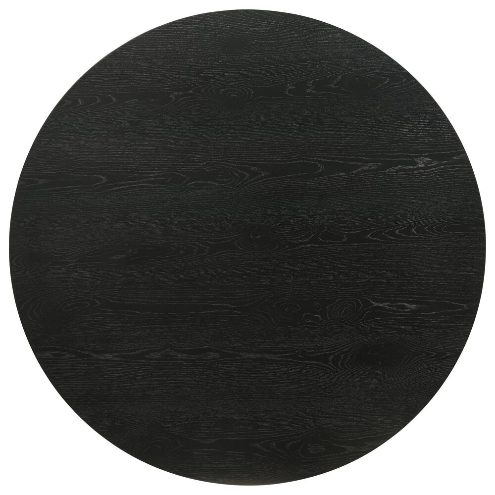 HOMLUX 22"W Round End Table with Natural Wood Grain in Ebony Black, , large