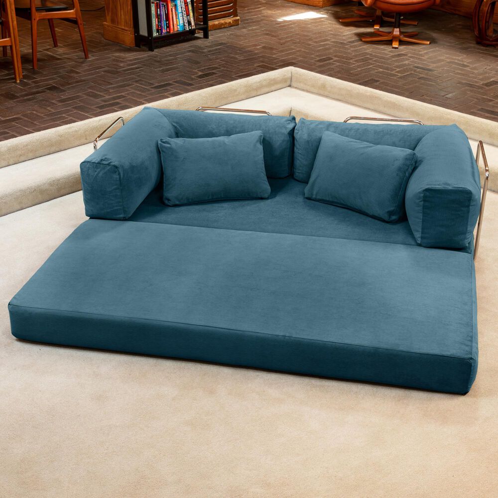 Jaxx Unsofa Stationary Loveseat in Aqua Blue, , large
