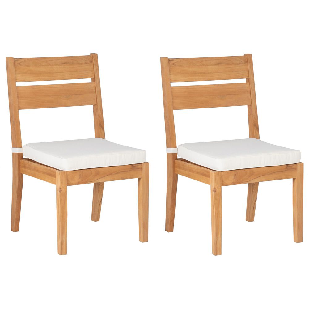 Linon Home Decor Carenen Patio Side Chair with Antique White Cushion in Natural (Set of 2), , large