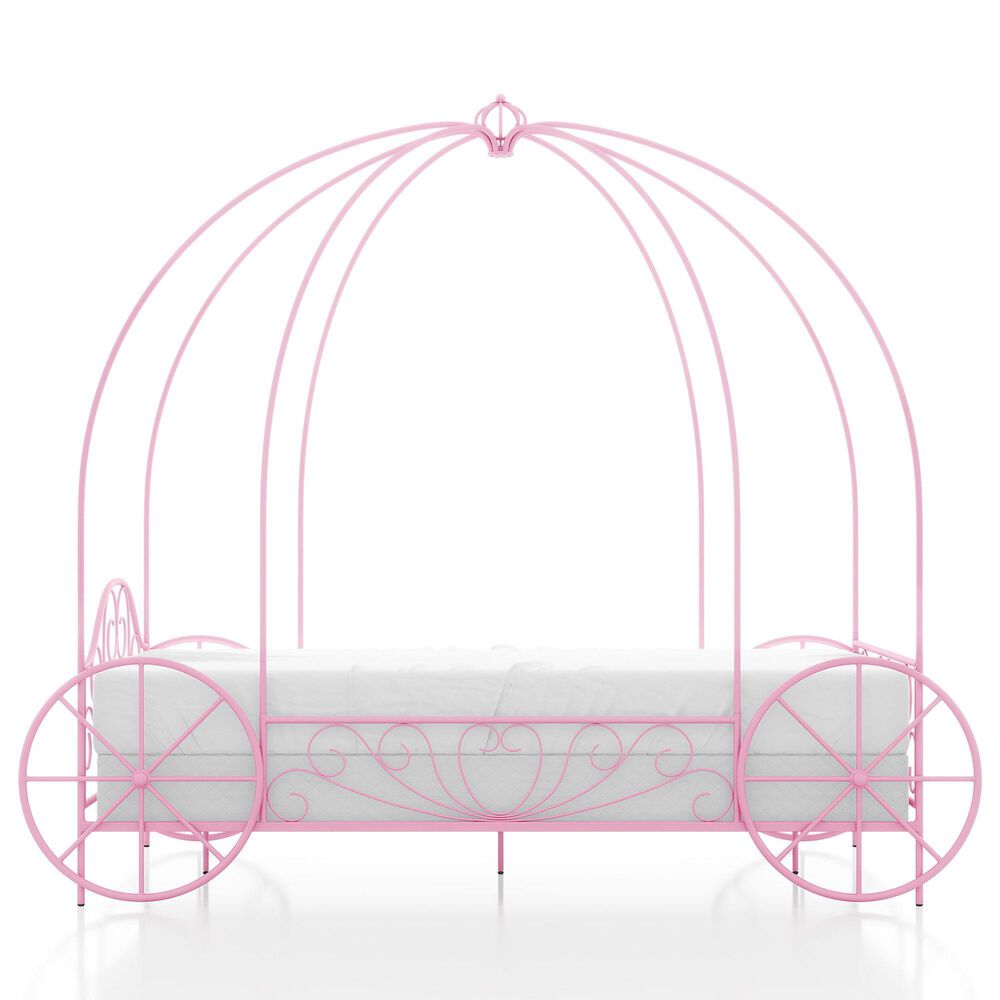 Furniture of America Carriage Twin Canopy Bed in Pink, , large
