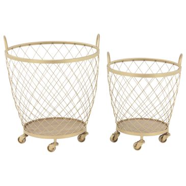 Maple and Jade Modern Storage Cart in Gold (Set of 2), , large