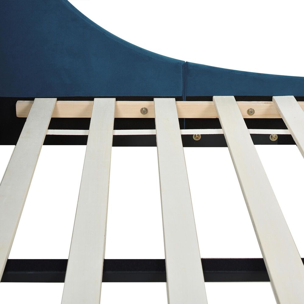 Jennifer Taylor Home Aspen Queen Upholstered Platform Bed in Satin Teal, , large