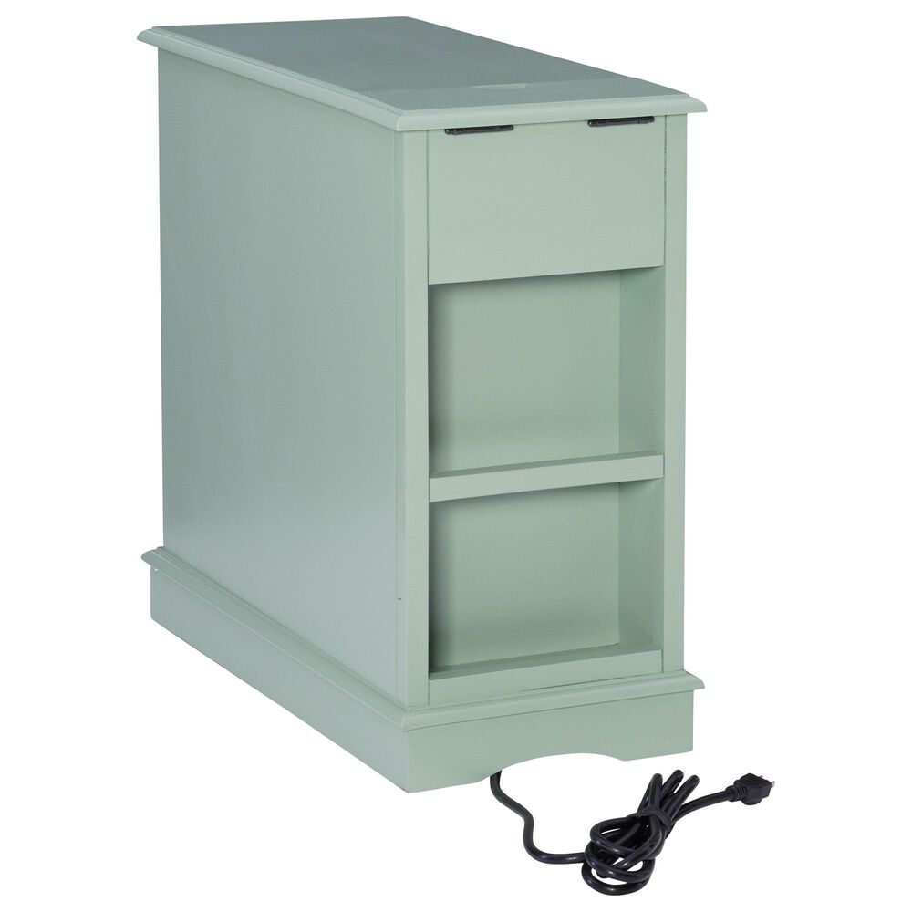 Linon Home Decor Barron Accent Table with USB Charging Station in Aqua, , large