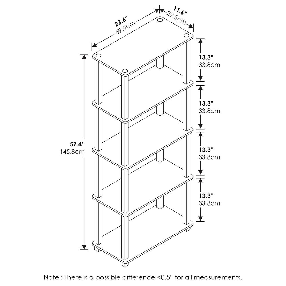 HOMLUX 5-Tier Display Rack in Columbia Walnut and Black, , large