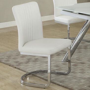 Monroe Alina Side Chair with White Seat in Chrome, , large