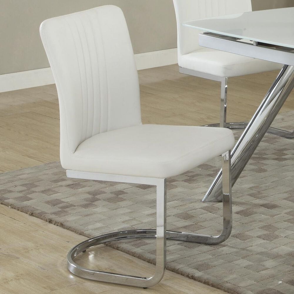 Monroe Alina Side Chair with White Seat in Chrome, , large
