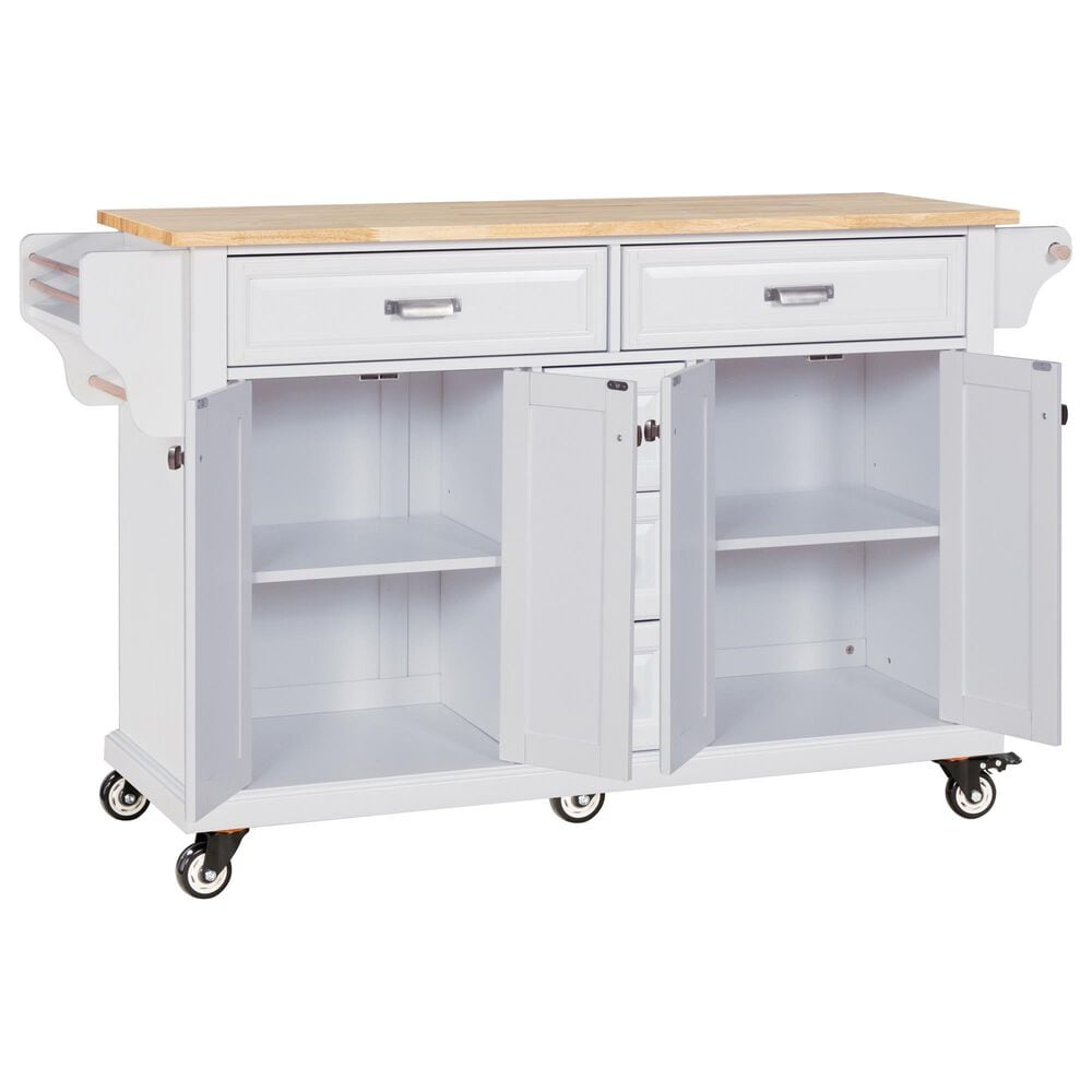 HOMLUX Kitchen Island Cart with Storage Cabinet in White, , large