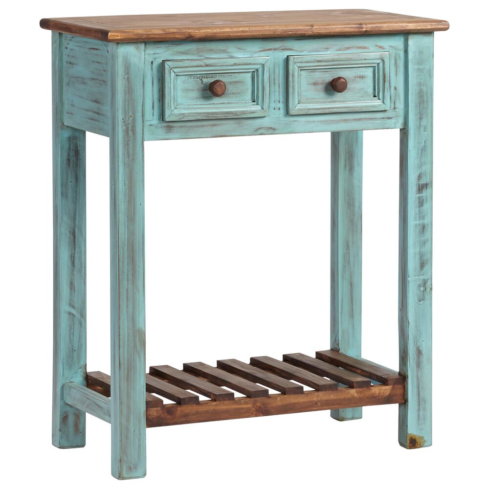 Tiddal Home Holland Console in Distressed Turquoise and Pine, , large