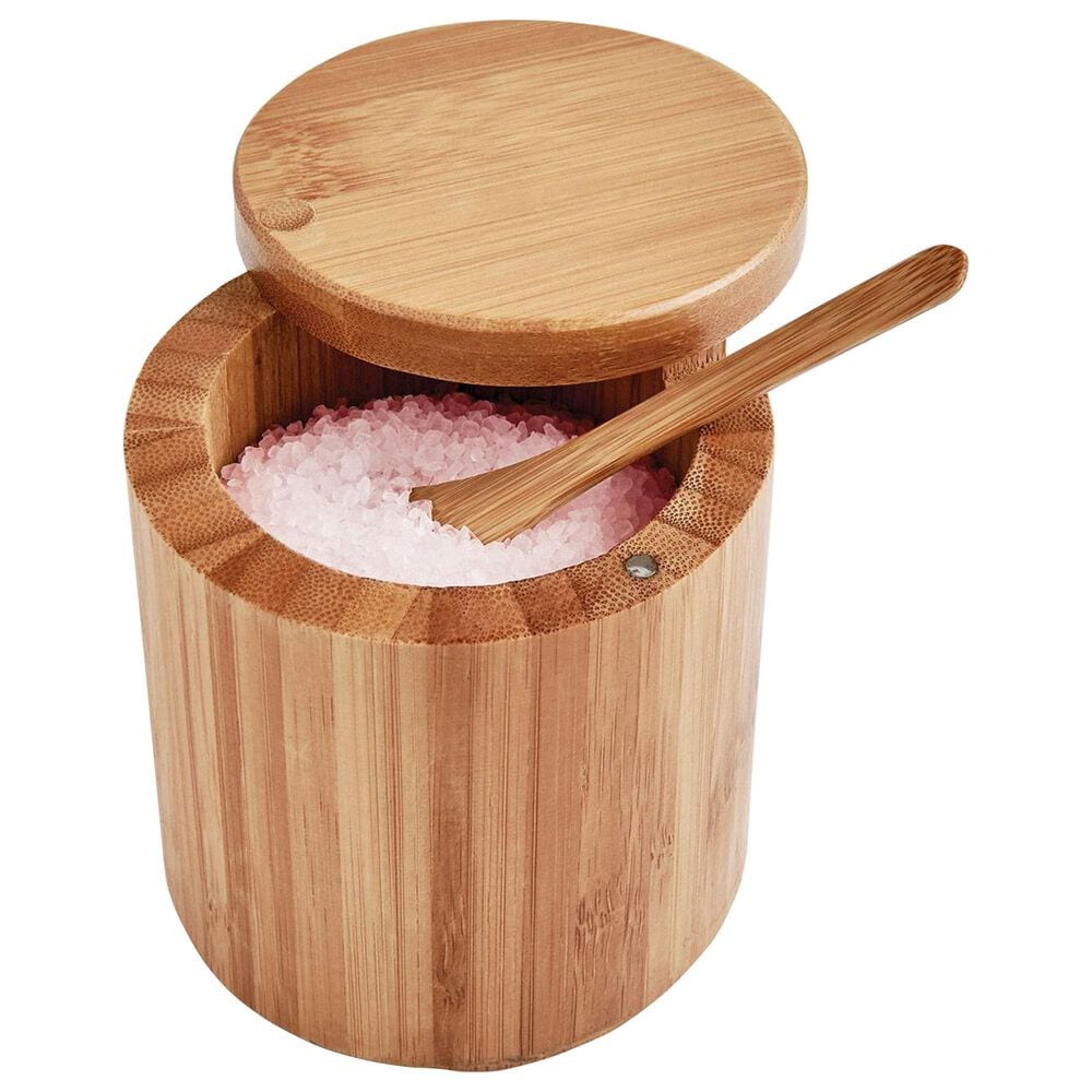 HIC Kitchen Salt Box with Lid and Spoon in Brown, , large