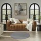 Nourison Courtyard Ivory and Blue 4" Round Indoor/Outdoor Area Rug, , large